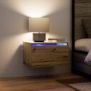  Nattbord med LED Veggmontert Artisan Eik 50x36x30 cm