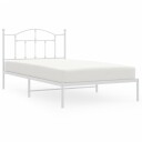 vidaXL Sengeramme i metall med hodegavl hvit 107x203 cm