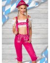 Lang Rosa Lederhosen til Dame med Lommer og Broderi Strl 34