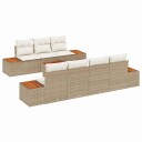  8-delt Hagesofa Sett med Puter i Beige Poly Rattan og Akacia