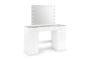 Glow Sminkebord 120 cm med Speil 80 cm og Belysning Glassplate Oppbevaring og Skuffer   Hvit