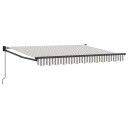 vidaXL Manuell Markise 4 x 3 m Lysegrå og hvite striper 100% Polyester