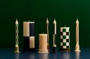 Hay Column Candle kubbelys large 25 cm Milky green dark blue