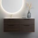 Macro Design Crown Stripe Servantskap 4-skuff - med Venstre Glasservant 120cm Brun ask / Glass Edge Svart