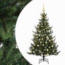 vidaXL Kunstig juletre med julekuler 120 cm 150 LED-lys Varmhvit