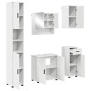  Baderomsinnredningssett 5 pcs Hvit Konstruert tre & Metall