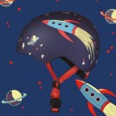 Micro Rocket Hjelm M (52-56 cm) justerbar sykkelhjelm med LED-lys mørk med rakett
