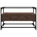  TV-benk med glasstopp brun eik 80x35x51 cm konstruert tre 846063
