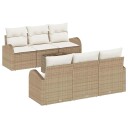  Hagesofa Set med pute 7 pcs Beige 55 x 55 x 37 cm Poly rattan