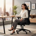 Ergonomisk svart kontorstol med justerbare funksjoner