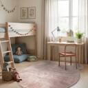 Barneteppe Aranga Super Soft Bear rosa Størrelse: Ø 80 cm