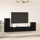  Vegghylle for TV Veggmontert 4 pcs Svart eik Konstruert tre