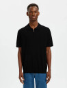Selected Slhtray Ss Knit Half Zip Polo Noos   Black   L