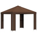 vidaXL Paviljong 3 x 3 m Brun Polyester og stål 190 gsm