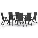 vidaXL Hagespisegruppe 7 deler svart polyrotting