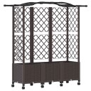 vidaXL Hevet Bed med Trellis og Tak Brun 163 x 40 x 144 cm PP