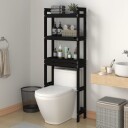vidaXL Baderomshylle svart 63x26x171 cm heltre furu