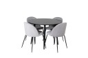 Venture Home Plaza Spisegruppe 100 cm Rund med 4 Wrinkles Stoler Sort