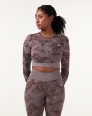 LEVITY Device Seamless Ruch Crop LS Dk Brown Leo - M