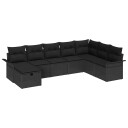 vidaXL Hagesofa Set 8 stk. Svart polyrotting