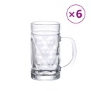 Ølkrus med håndtak glass 6 stk 500 ml