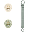 BIBS Pacifier & Clip Gift Set   Sage   1 sett