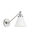 Visual Comfort Wellfleet Single Arm Cone Task Sconce Matte White/Nickel