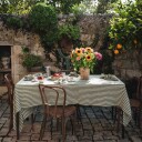 Lovely Linen Misty Tablecloth - Green - 145X250CM