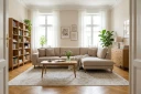 Scandi Dyp 4 seters sofa med sjeselong høyre i stoff  