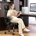 Ergonomisk kontorstol – justerbar svart PU skinn