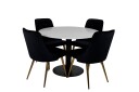 Venture Home Razzia Spisegruppe 106 cm Rund med 4 Velvet Deluxe Stoler Sort/Guld