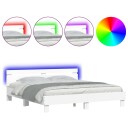 vidaXL Sengeramme med hodegavl og LED hvit 180x200 cm 8721012247420