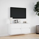  Vegghengt TV-benk med LED hvit 100x31x45 cm 852292