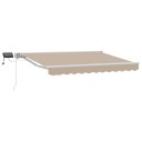  Manuell markiseramme med LEDs Beige og Hvit 3,5 x 2 m