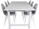 Venture Design Count & Polar spisegruppe Hvit/grå 6 st stoler & bord 220 x 100 cm