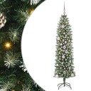  Kunstig Slankt Jule Tre med 150 LED Grønn og hvit 150 cm