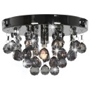 Taklampe med r?ykgr? perler sort rund - G9
