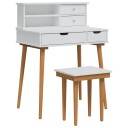 vidaXL Sminkebordsett FAUSKE 3 stk. Hvit 76 x 50 x 103,5 cm