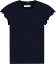 Tommy Hilfiger Essential Ruffle Sleeve Top Ss   Navy   176