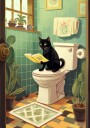 Mischievous Cat"s Bathroom Read Plakat / 30x40