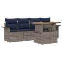 vidaXL Hagesofa Set med pute 5 pcs grå og marineblå