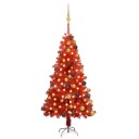 vidaXL Kunstig juletre med LED og kulesett 120 cm PVC rød