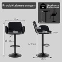 Justerbare svingbare barkrakker sett med 2 – svarte komfortable seter