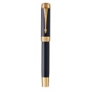 Parker Duofold Centennial Fountain Pen  Prestige Blå Chevron  Fine Solid Gull Nib  Svart Ink and Convertor  Premium Gift Box