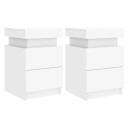  Nattbord med LED 2 stk hvit 35x39x55 cm 836750