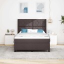  Rammemadrass med madrass og LED Mørk brun 160x200 cm Stoff