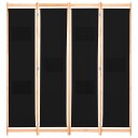 vidaXL Romdeler 4 paneler svart 160x170x4 cm stoff