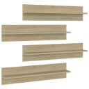 vidaXL Vegghyller 4 stk sonoma eik 80x11,5x18 cm konstruert tre