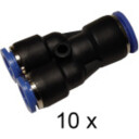 Innstikks Y kobling   10 mm   2 x 8 mm. Hunn/Hunn/Hunn. Pakke med 10 stk.