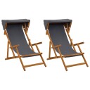 vidaXL Hage Stol 2 pcs 3 Posisjon Solid Eucalyptus Tre Grå
